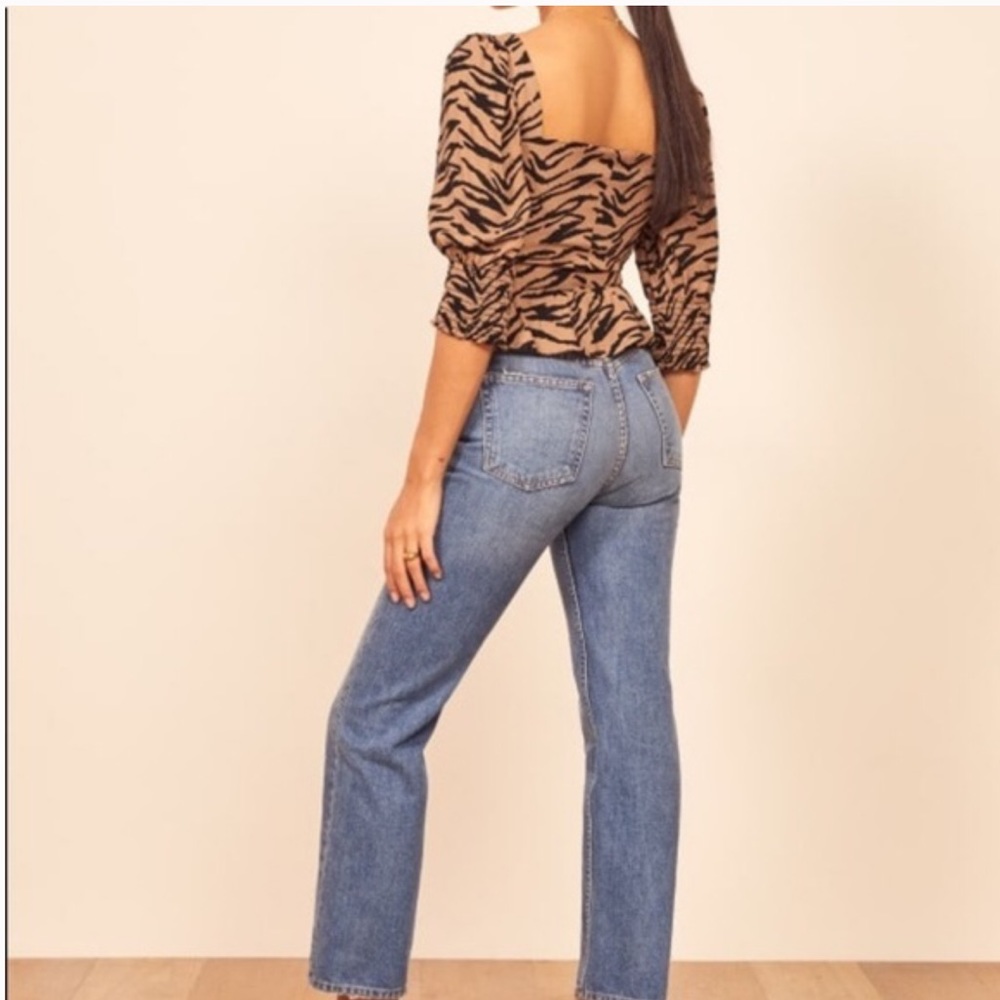 Reformation Zebra Print Blouse - Black and Tan - Picture 3 of 10